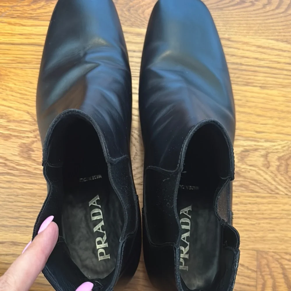 Men’s Authengic Prada Black Leather Square-Toe Boots